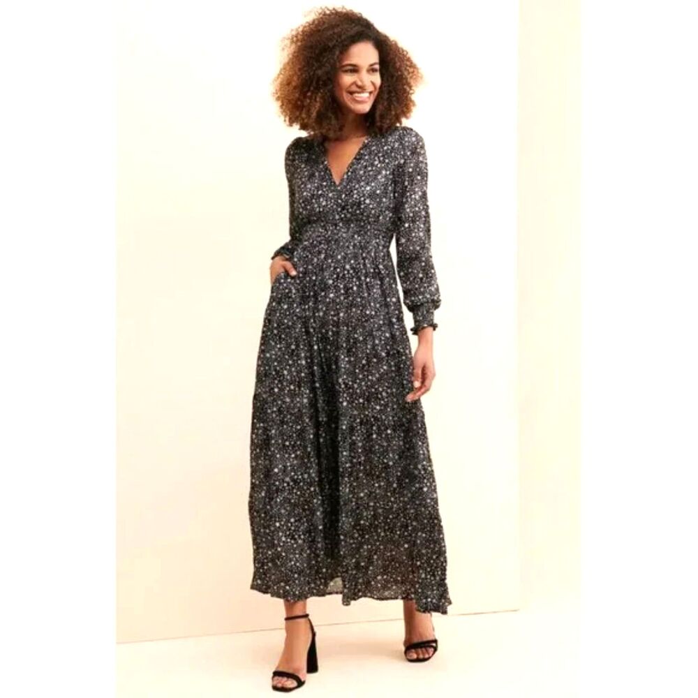 Nordstrom BTFL‑LIFE Starry Night Maxi Dress Women’s XS Black NWT